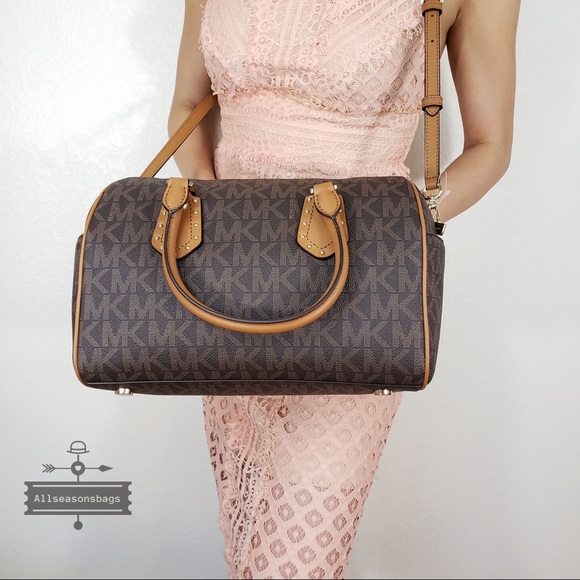 NWT Michael Kors aria medium satchel brown acorn - Picture 6 of 8